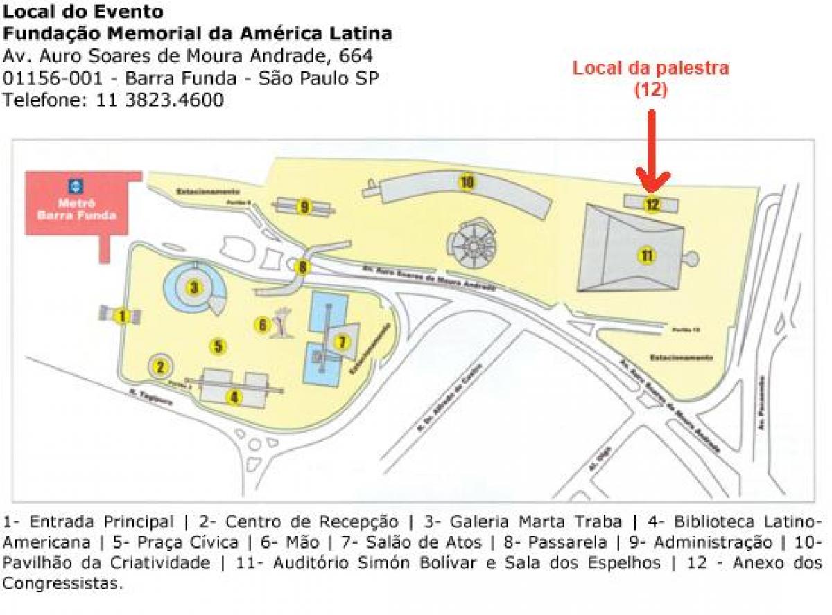 Mappa dell'America latina Memorial São Paulo