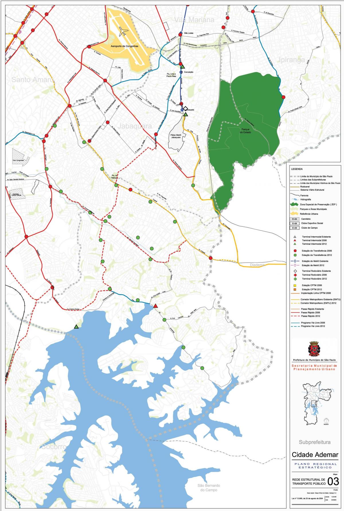 Mappa di Cidade p. ademar São Paulo - trasporti Pubblici