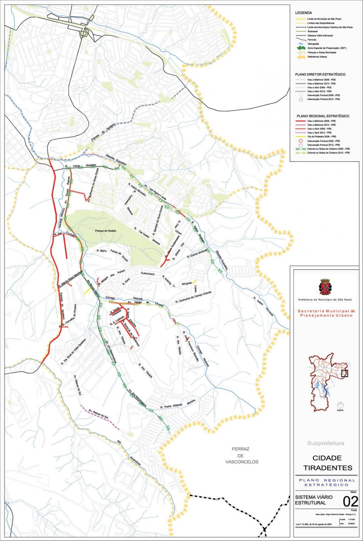 Mappa di Cidade Tiradentes São Paulo - Strade