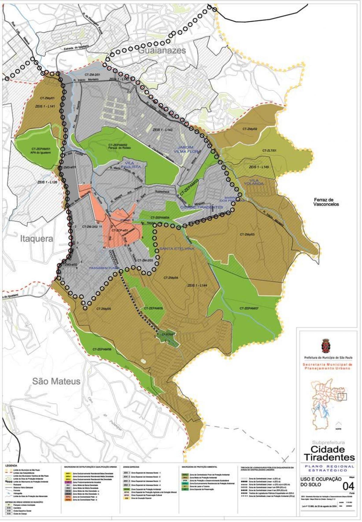 Mappa di Cidade Tiradentes São Paulo - Occupazione del suolo