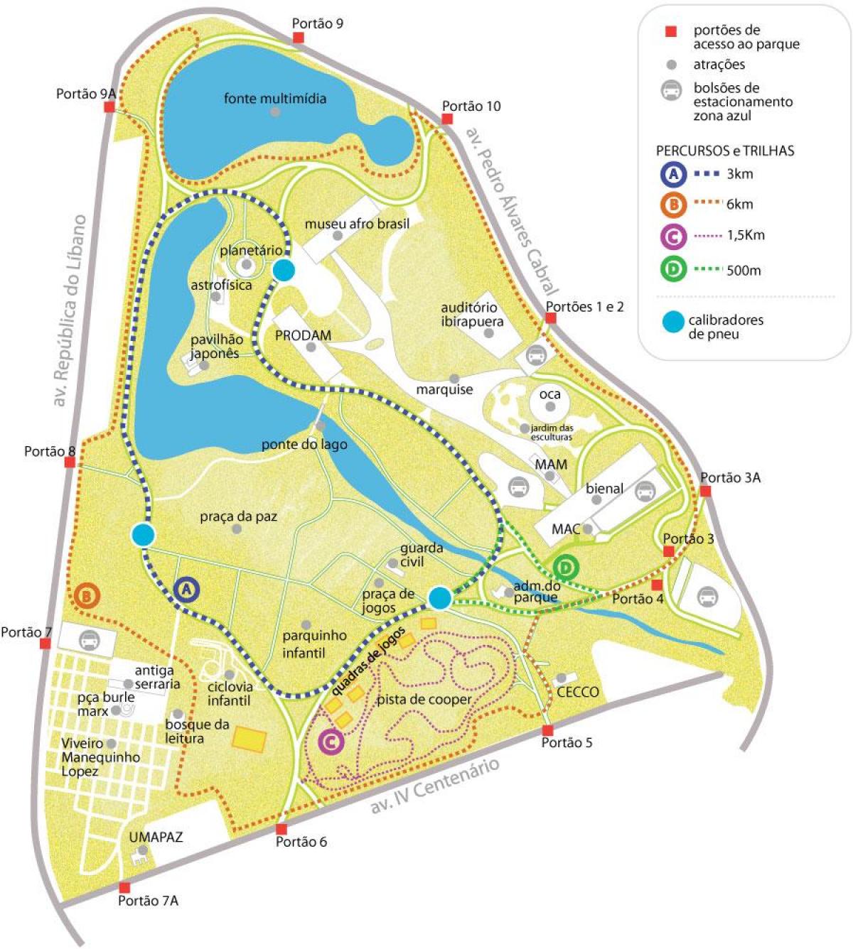Mappa di parco Ibirapuera