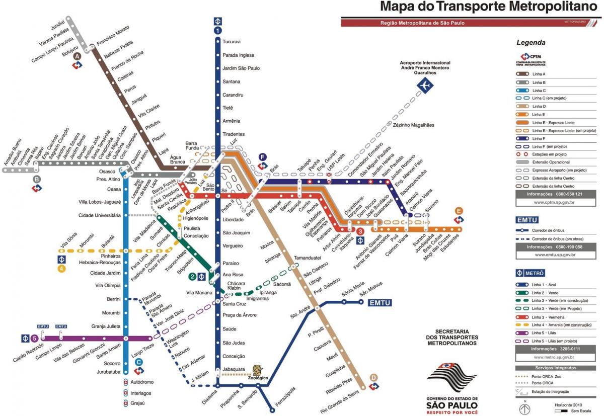 Mappa di metropolitana di São Paulo