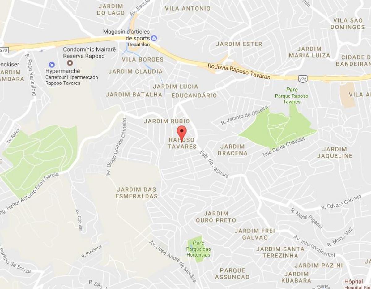 Mappa di Raposo Tavares São Paulo