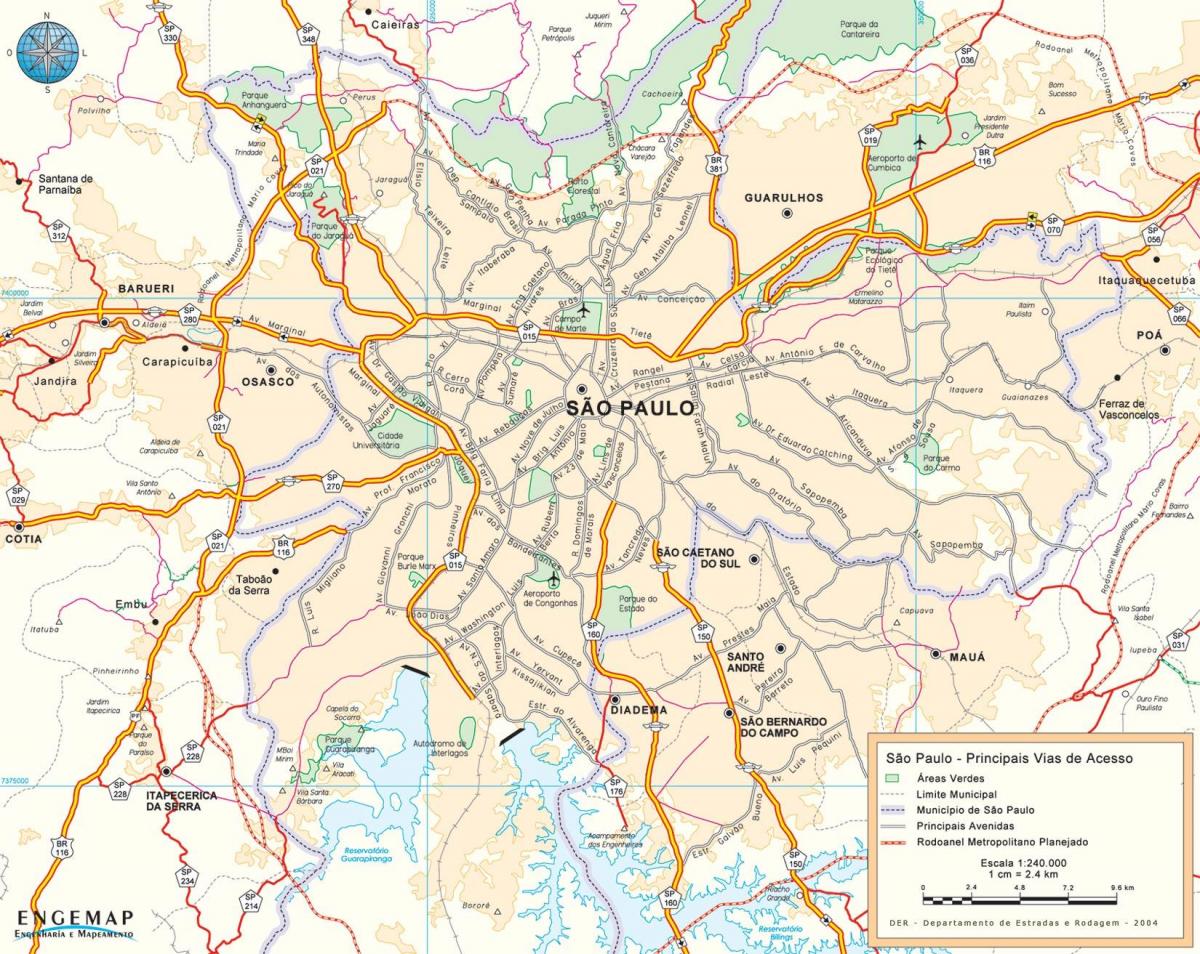 Mappa di strade di accesso São Paulo