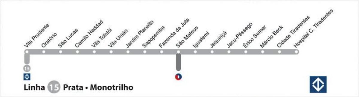 Mappa di São Paulo monorotaia - Line 15 - Argento