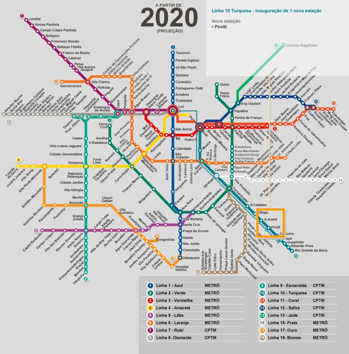 Mappa di São Paulo rete della metropolitana