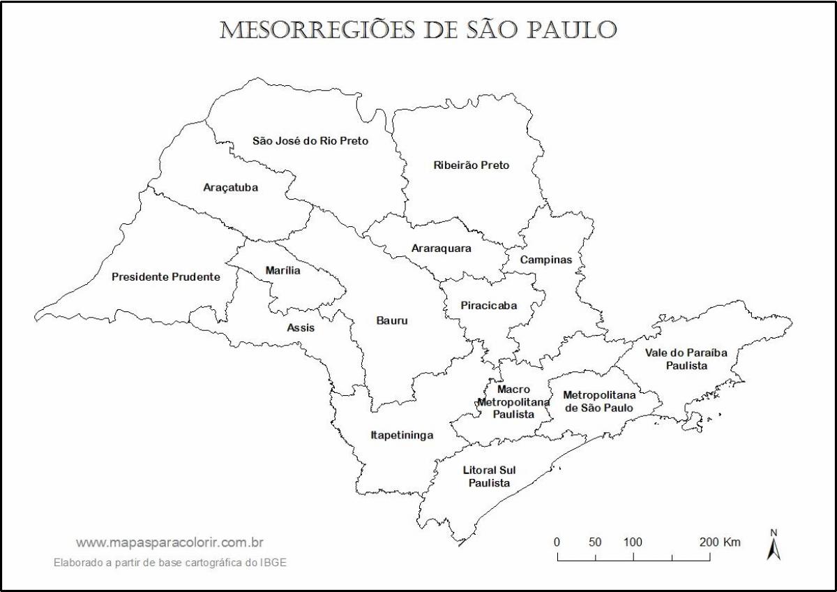 Mappa di São Paulo - vergine regioni nomi