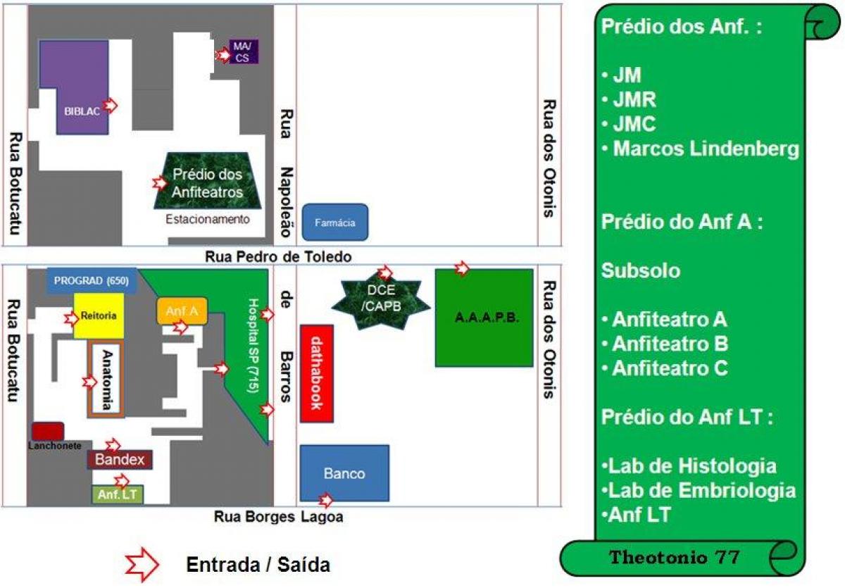 Mappa di università federale di São Paulo - UNIFESP