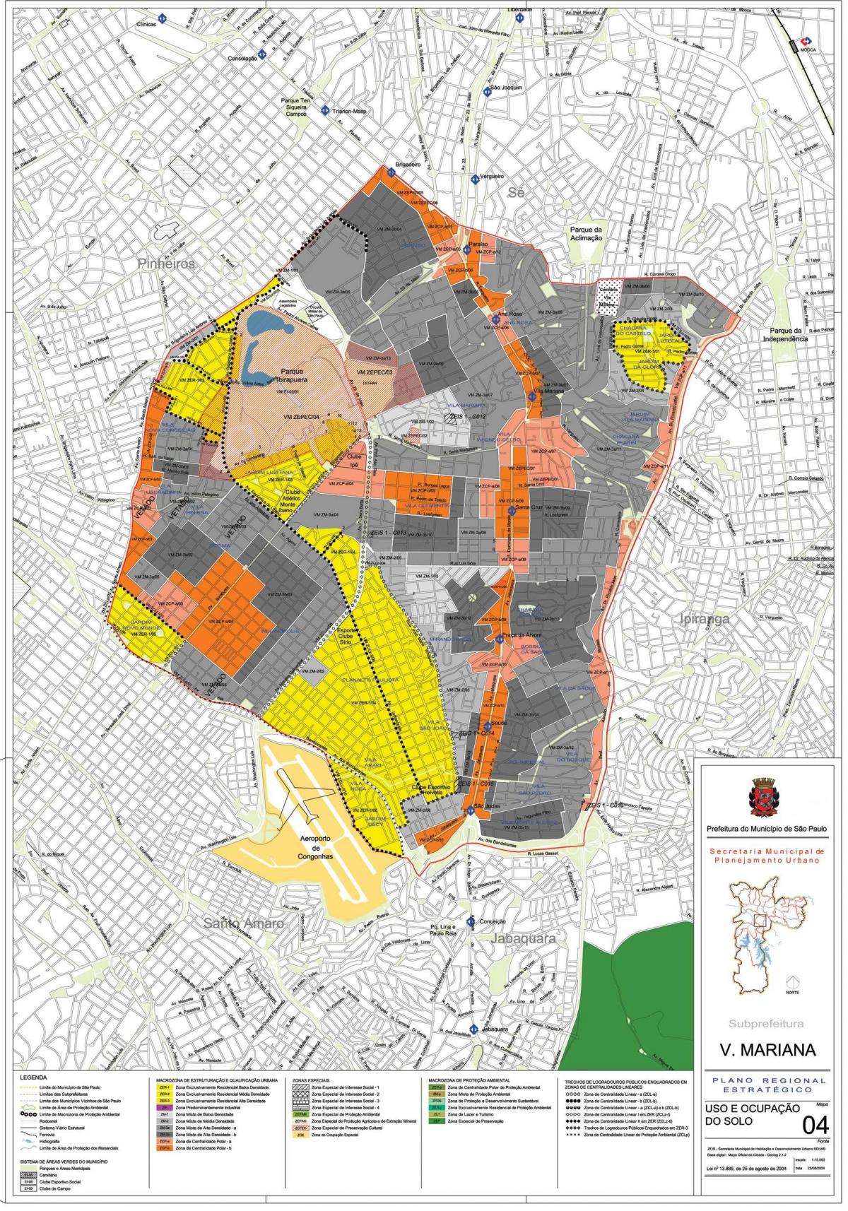 Mappa di Vila Mariana, São Paulo - Occupazione del suolo