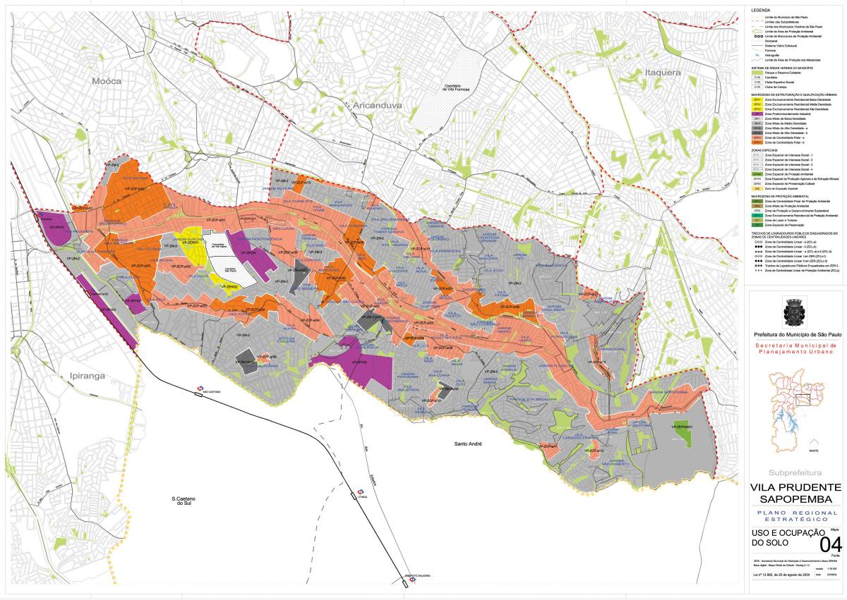 Mappa di Vila Prudente São Paulo - Occupazione del suolo