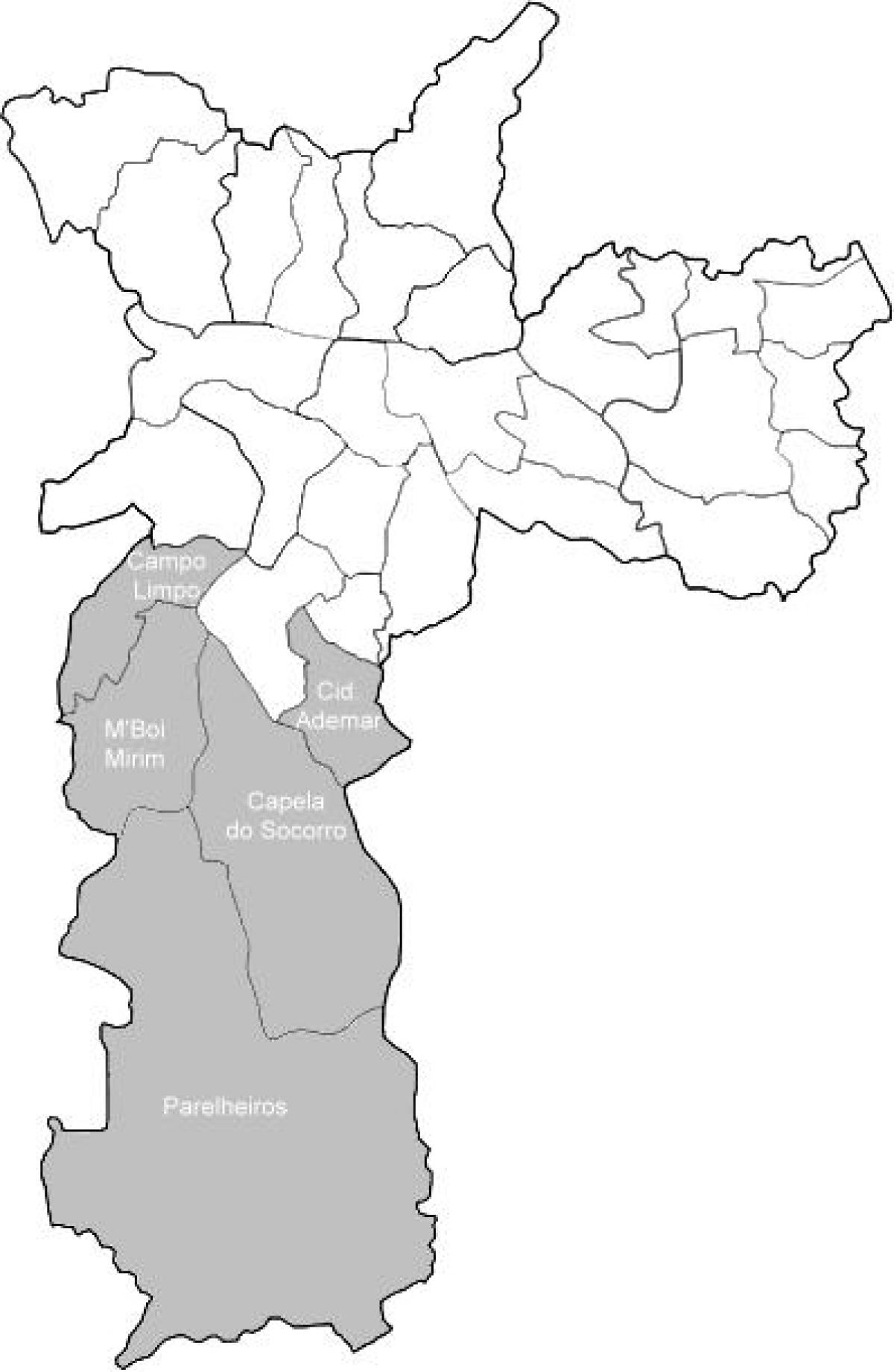 Mappa della zona Sul, São Paulo