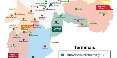 Mappa di terminali di bus di São Paulo