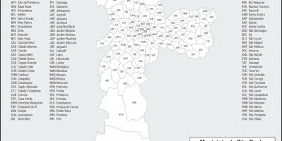 La mappa dei quartieri di São Paulo