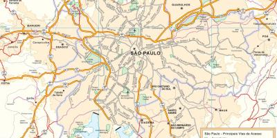 Mappa di strade di accesso São Paulo