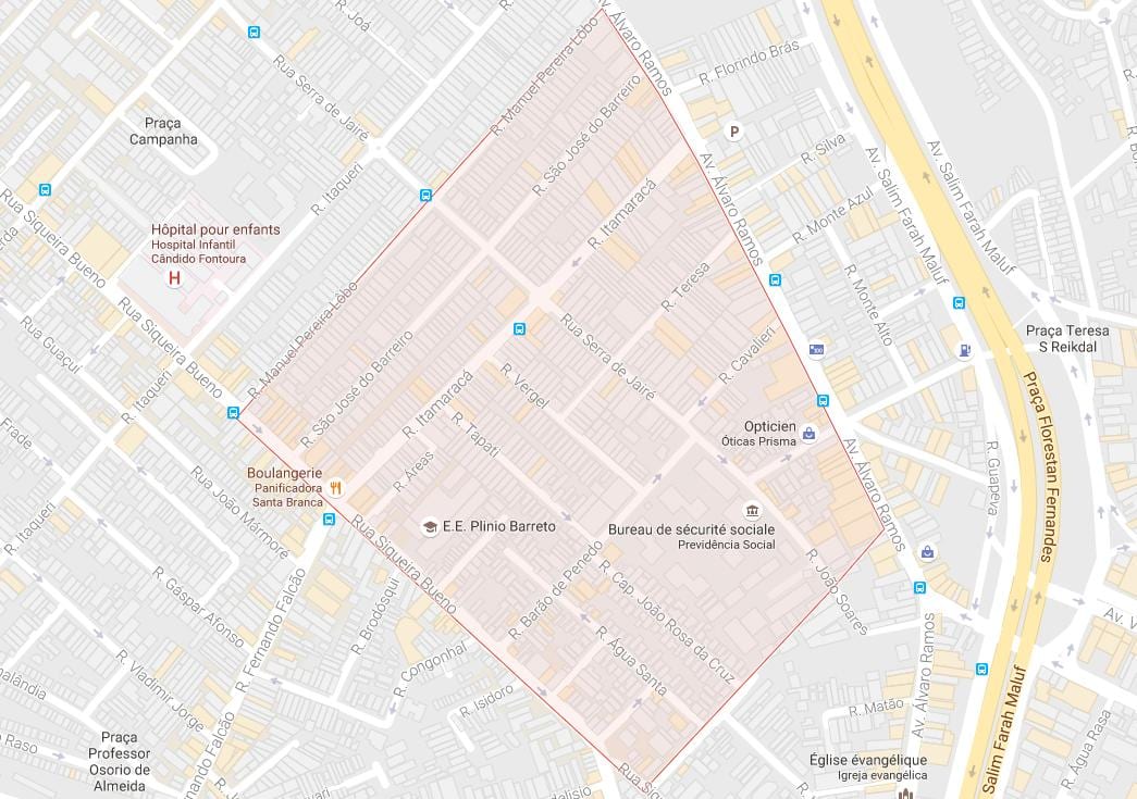 Mappa di Água Rasa São Paulo