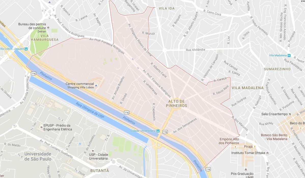 Mappa di Alto de Pinheiros São Paulo