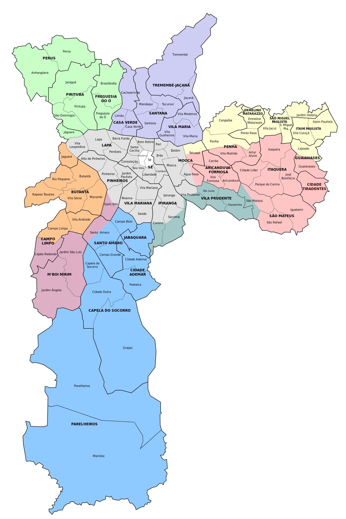 Mappa amministrativa di zona di São Paulo