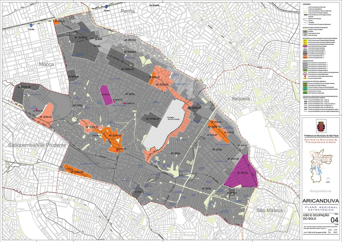 Mappa di Aricanduva-Vila Formosa São Paulo - Occupazione del suolo