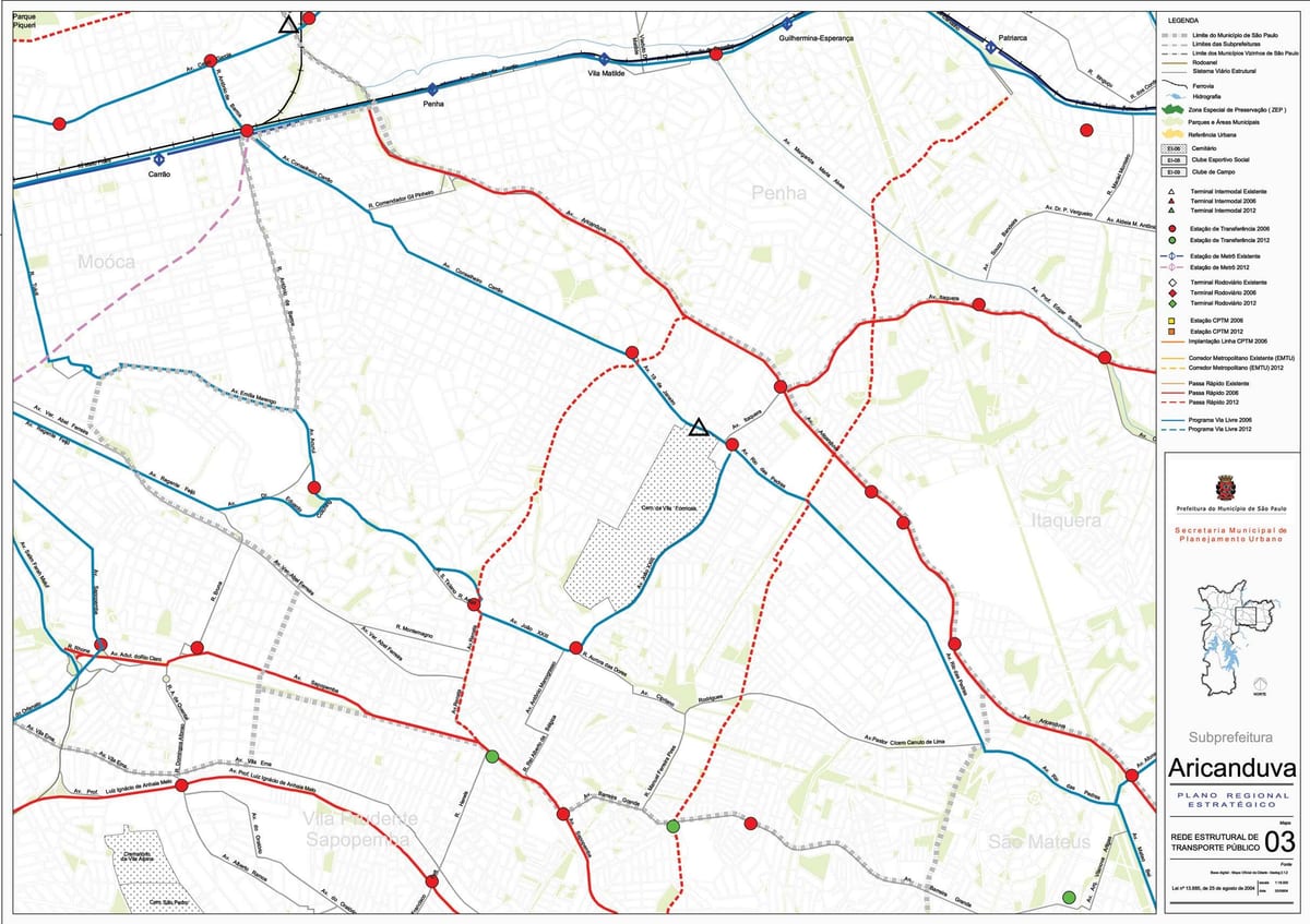 Mappa di Aricanduva-Vila Formosa São Paulo - trasporti Pubblici