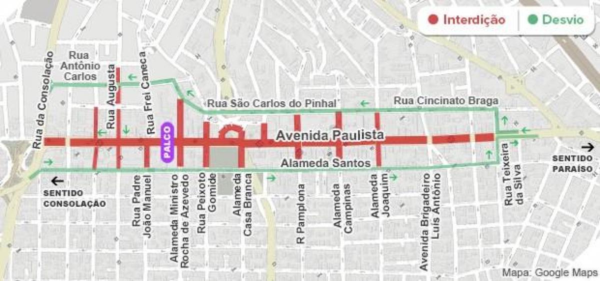 Mappa di avenida Paulista, São Paulo