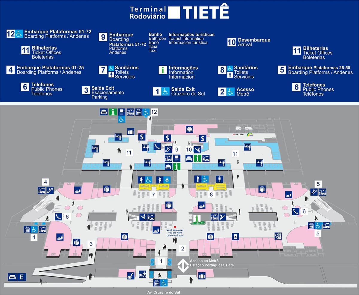 La mappa dei bus terminal Tietê