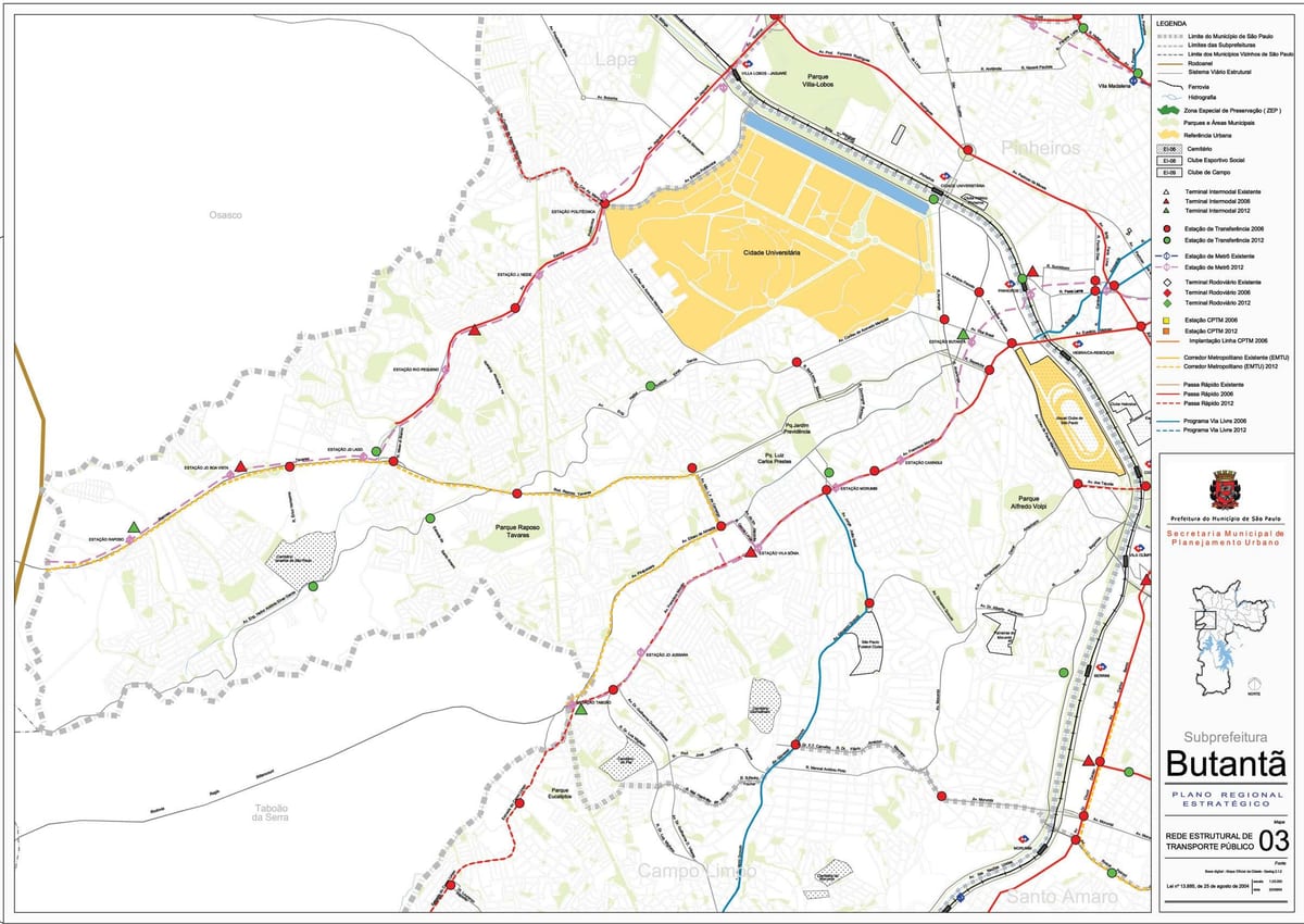 Mappa di Butantã São Paulo - trasporti Pubblici