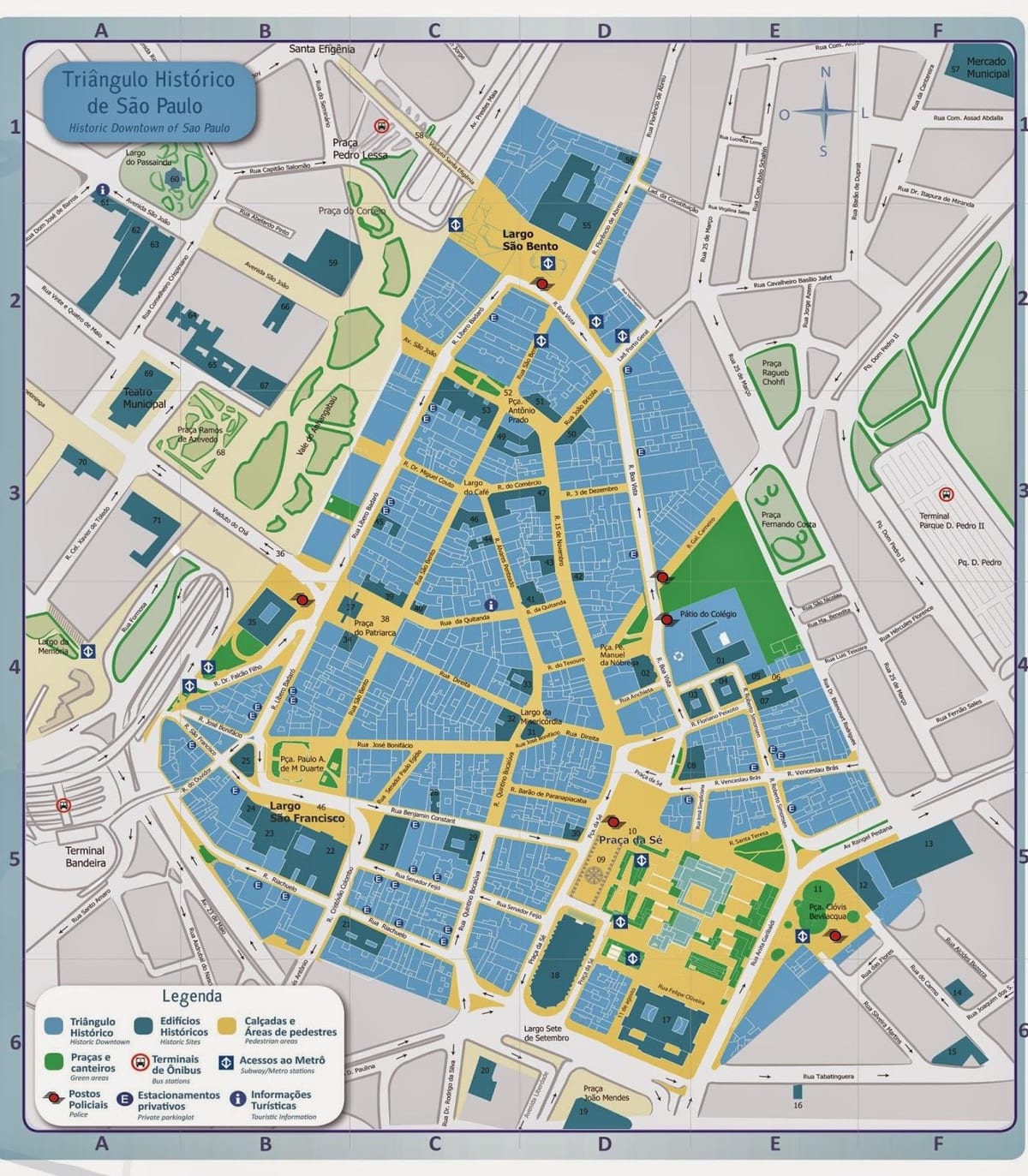 Mappa del centro storico di São Paulo
