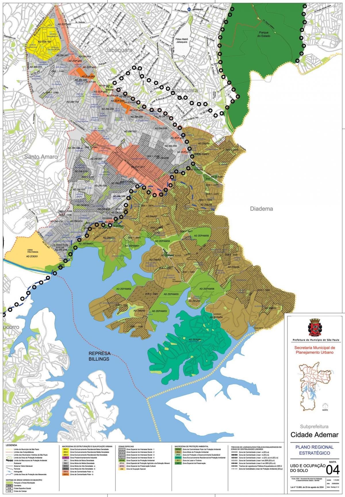 Mappa di Cidade p. ademar São Paulo - Occupazione del suolo