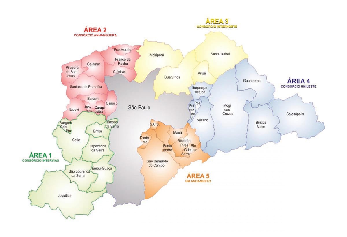 Mappa di Concessão Áreas RMSP