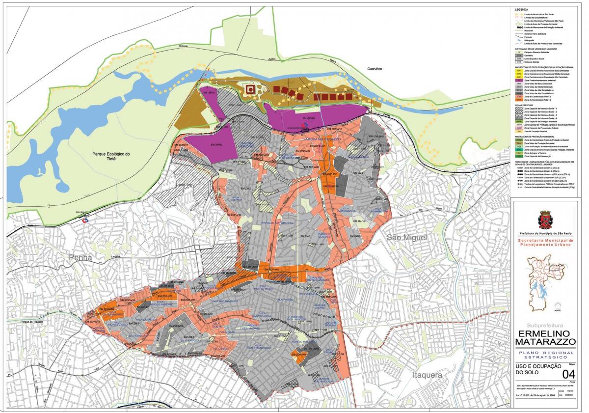 Mappa di Ermelino Matarazzo São Paulo - Occupazione del suolo