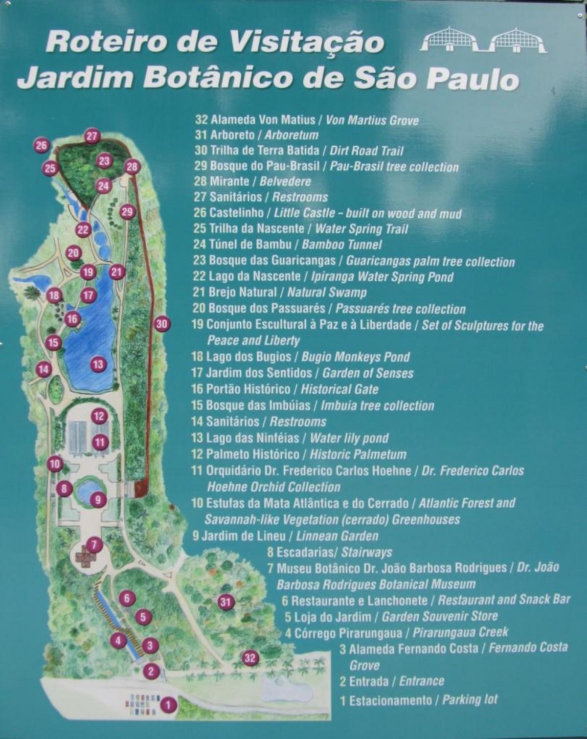 Mappa di il giardino botanico di São Paulo