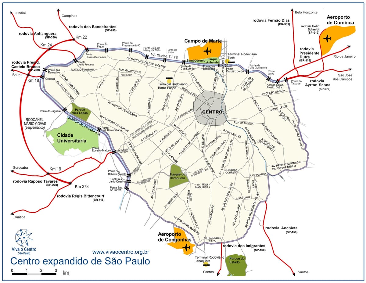 La mappa di un grande centro di São Paulo