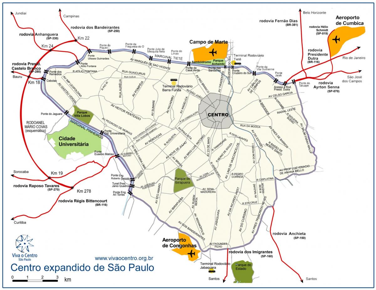 La mappa di un grande centro di São Paulo