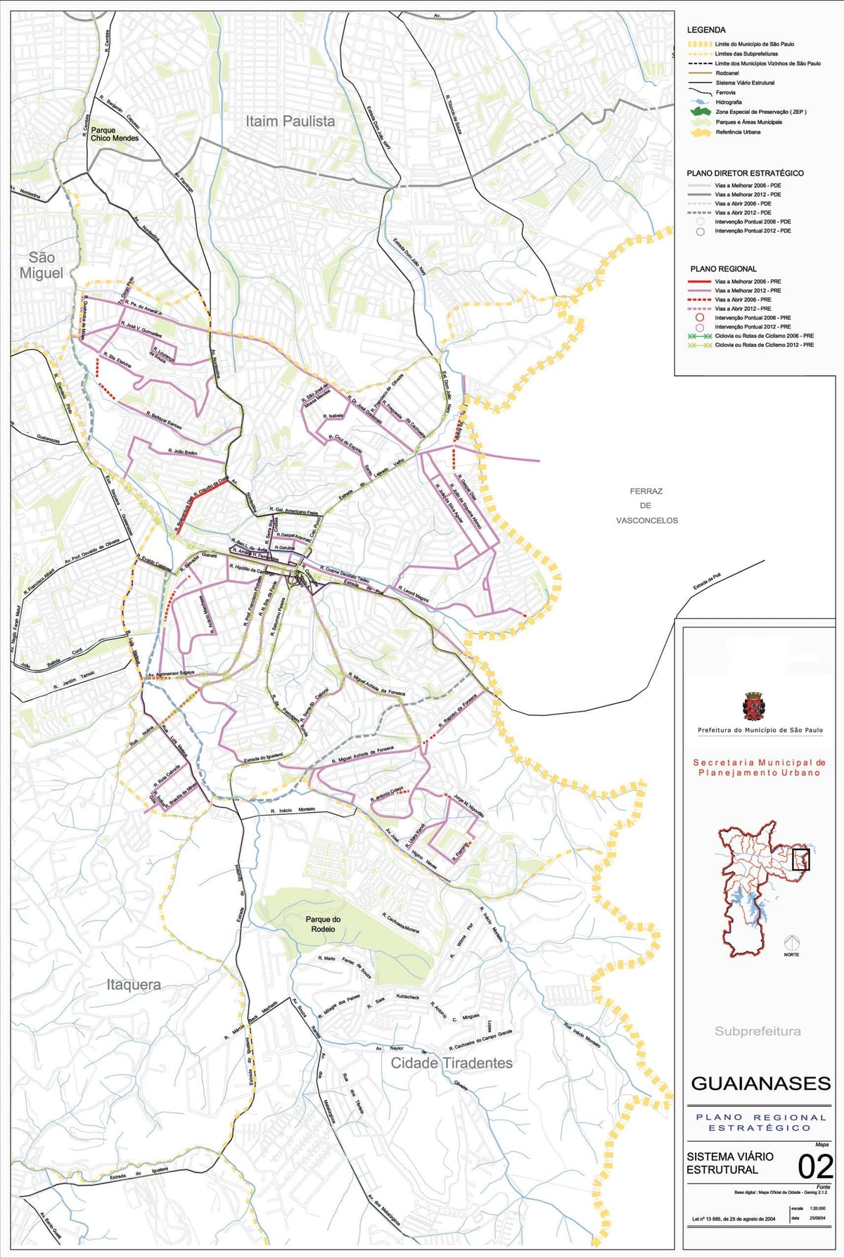 Mappa di Guaianases São Paulo - Strade