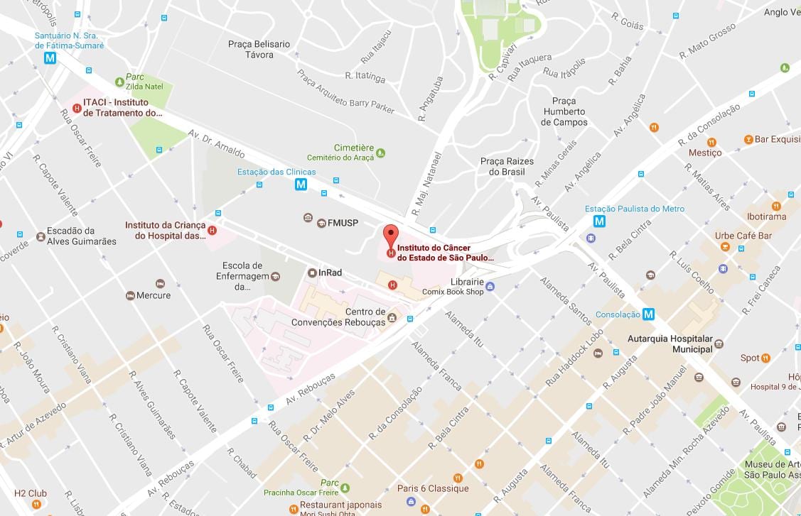 Mappa di Istituto del Cancro di São Paulo
