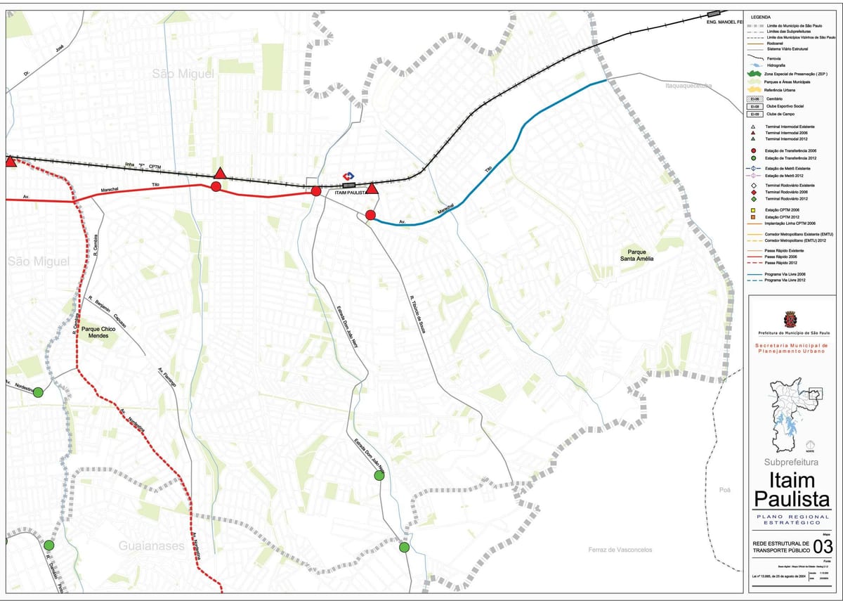 Mappa di Itaim Paulista - Vila Curuçá São Paulo - trasporti Pubblici