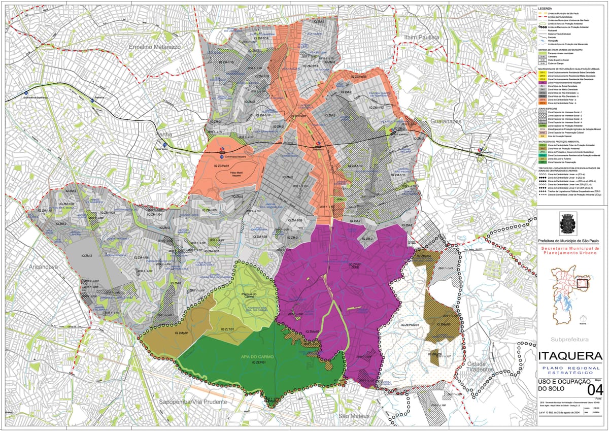 Mappa di Itaquera São Paulo - Occupazione del suolo