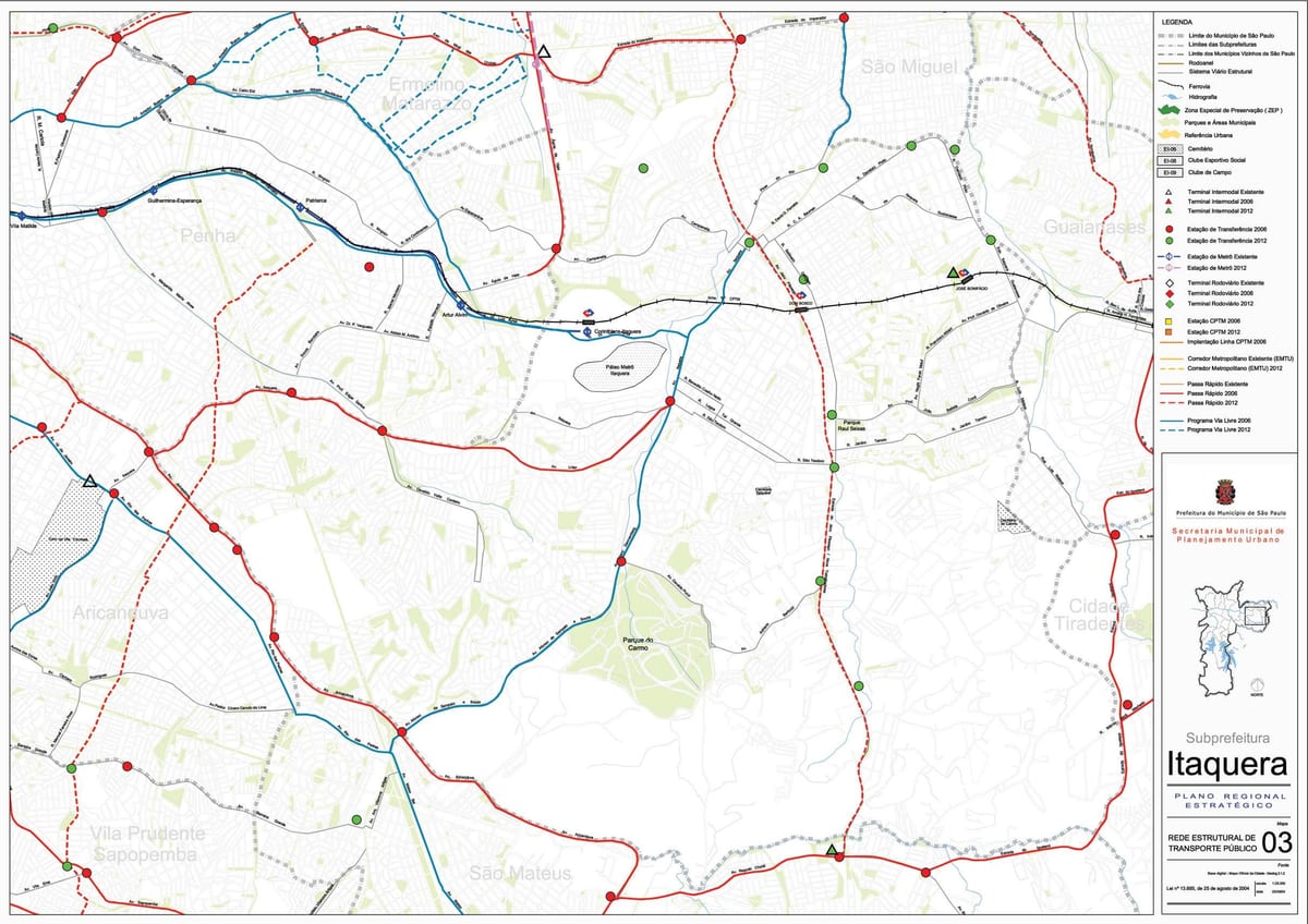 Mappa di Itaquera São Paulo - trasporti Pubblici