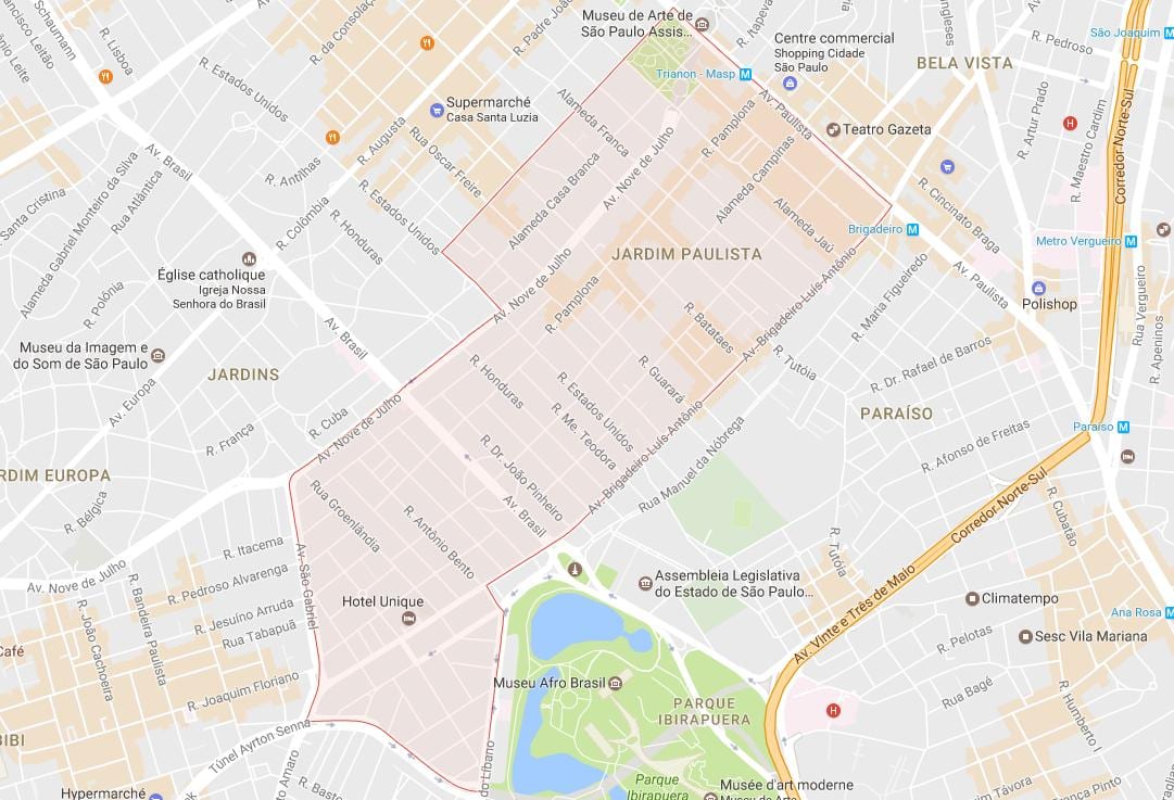 Mappa di Jardim Paulista, São Paulo