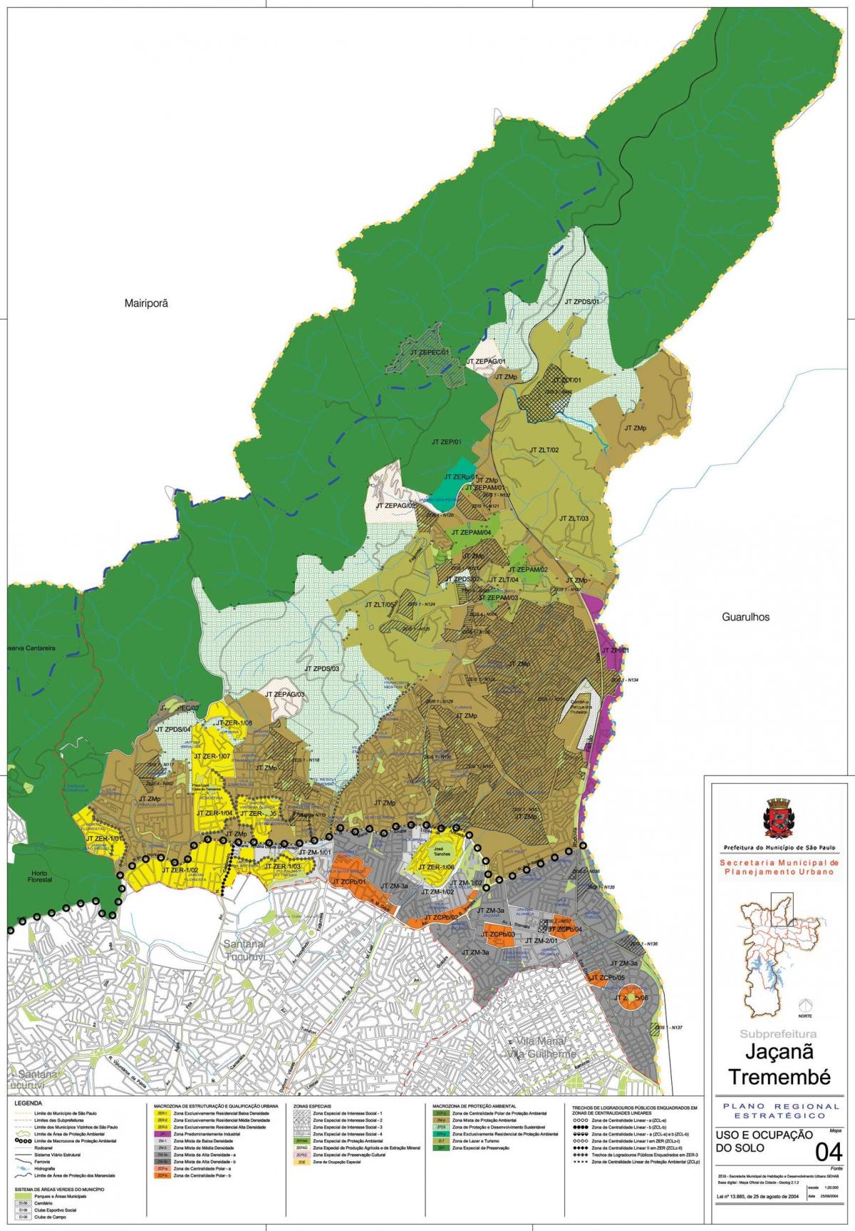 Mappa di Jaçanã-Tremembé São Paulo - Occupazione del suolo