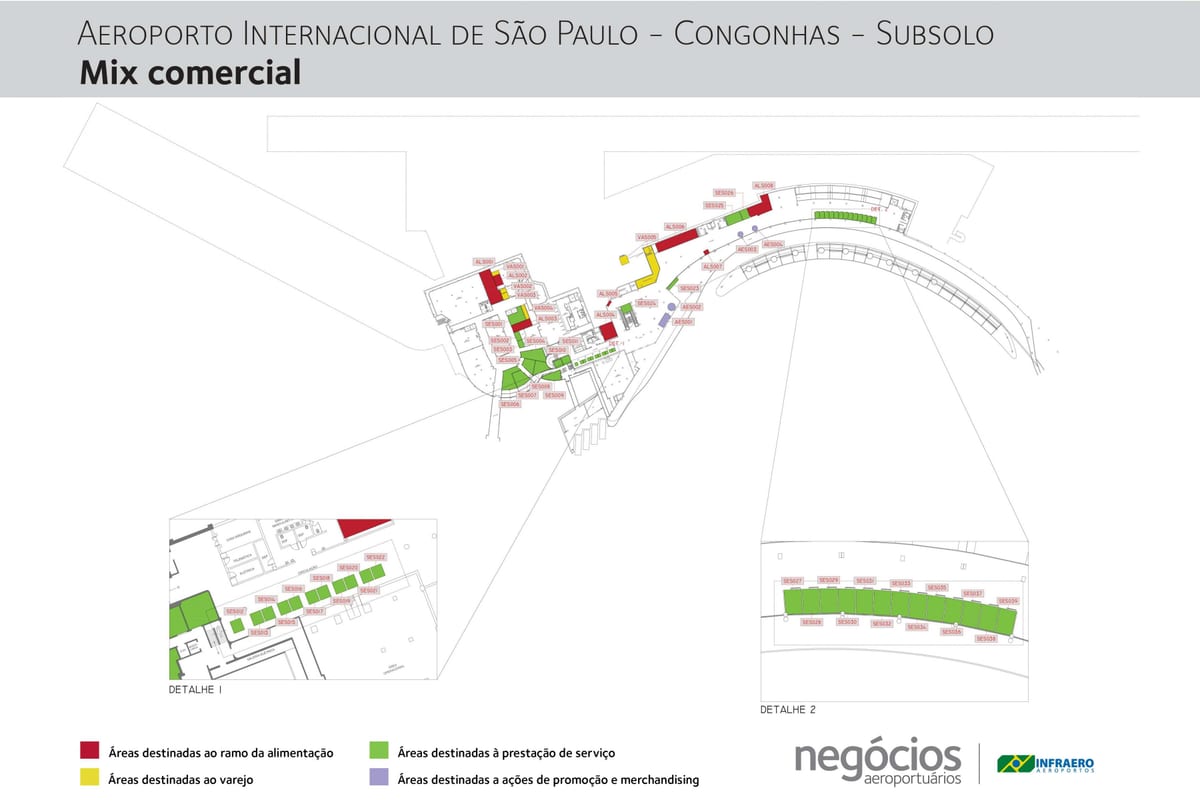 Mappa dell'aeroporto di Congonhas - Piano -1