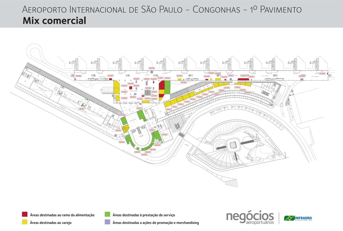 Mappa dell'aeroporto di Congonhas - Piano 1