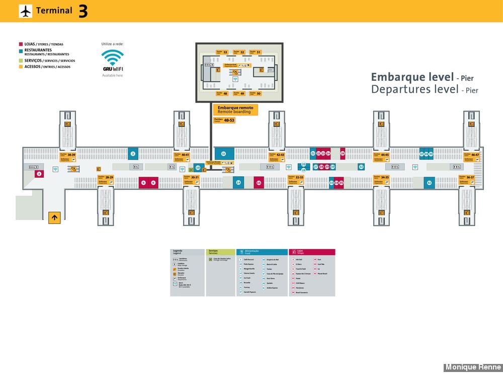 Mappa di aeroporto internazionale di San Paolo-Guarulhos - Terminal 3
