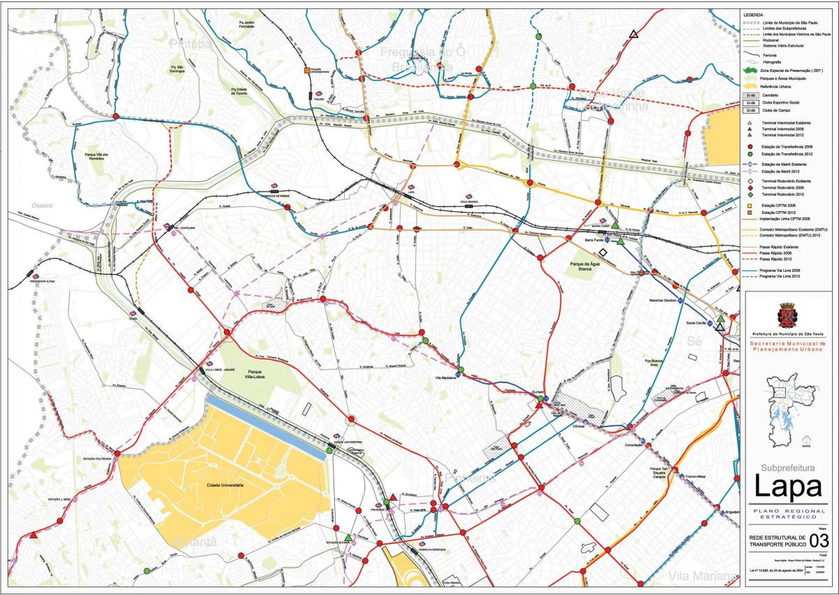 Mappa di Lapa São Paulo - trasporti Pubblici