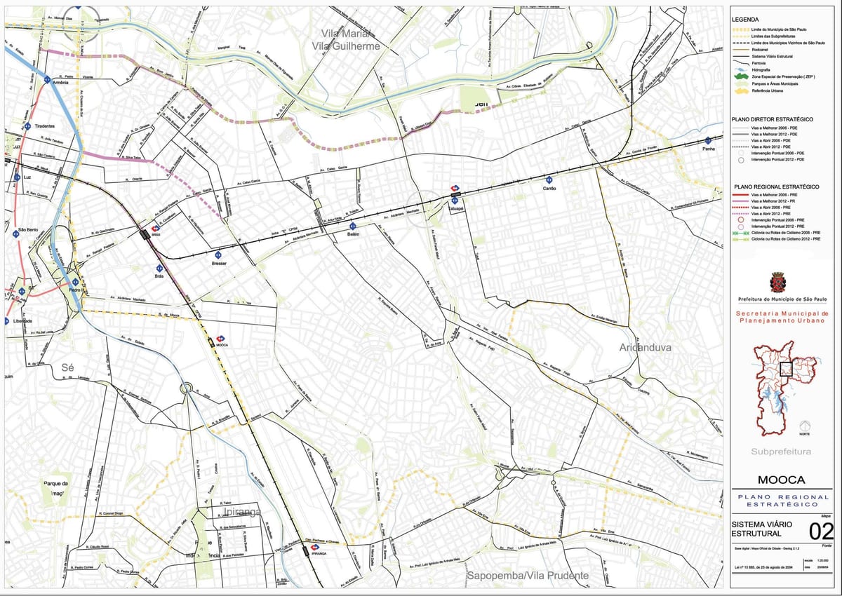 Mappa di Mooca São Paulo - Strade