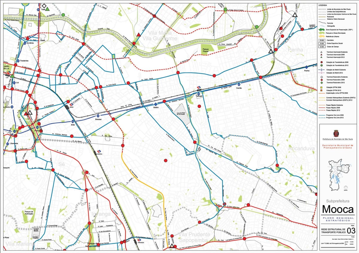 Mappa di Mooca São Paulo - trasporti Pubblici