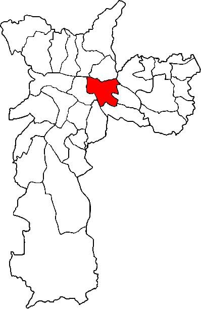 Mappa di Mooca sub-prefettura di São Paulo