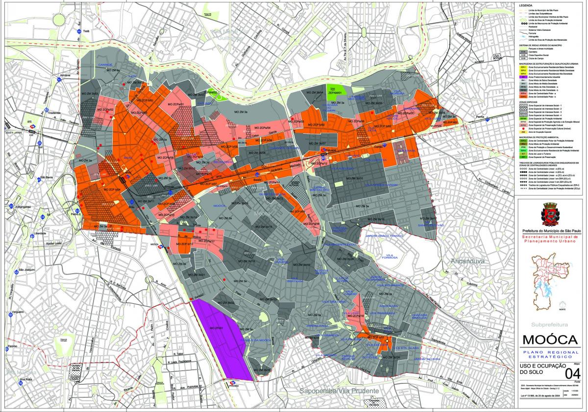 Mappa di Mooca São Paulo - Occupazione del suolo