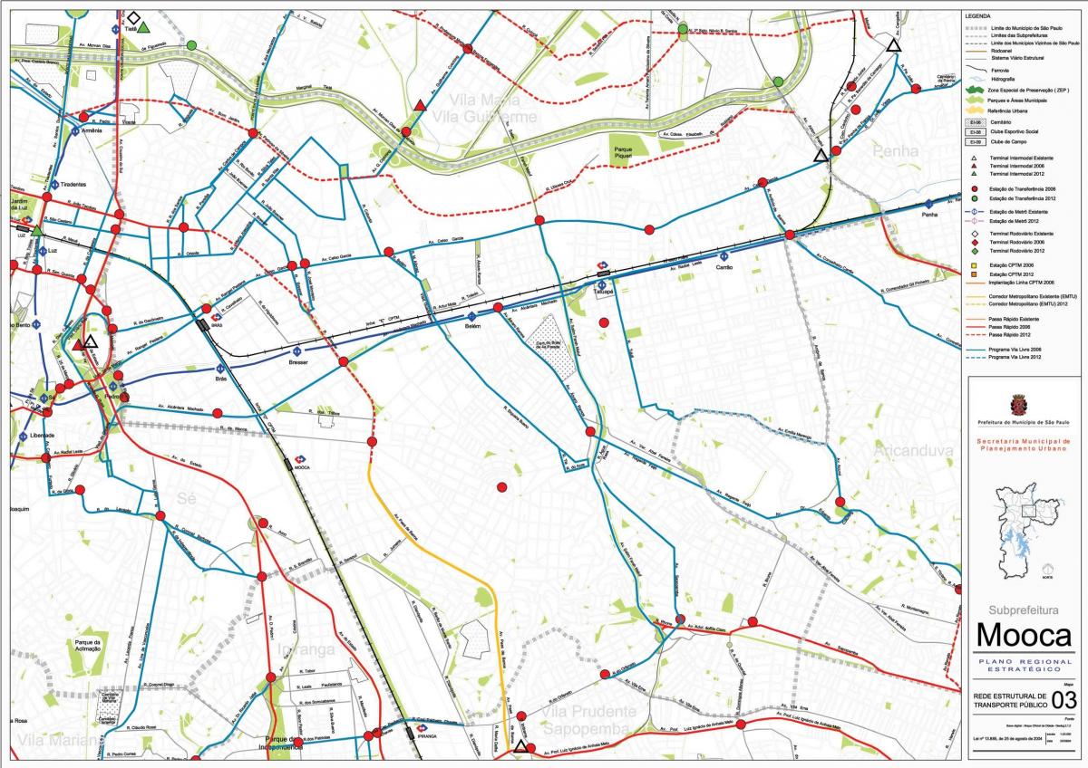 Mappa di Mooca São Paulo - trasporti Pubblici