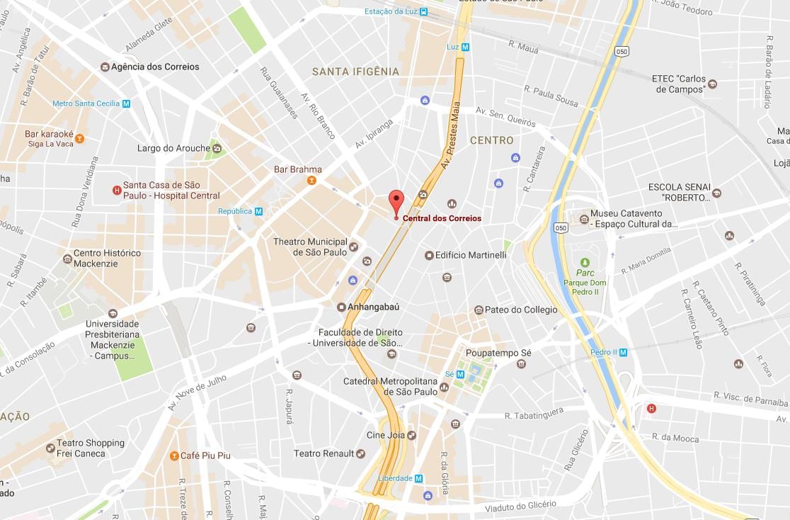 Mappa di Palácio dos Correios di São Paulo